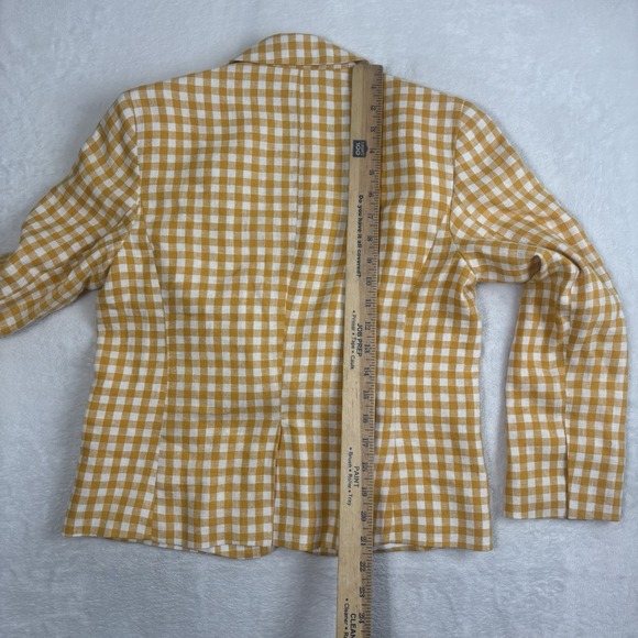 Ann Taylor Yellow Plaid Long Sleeve Blazer Suit Jacket Women's 2 - Picture 6 of 7